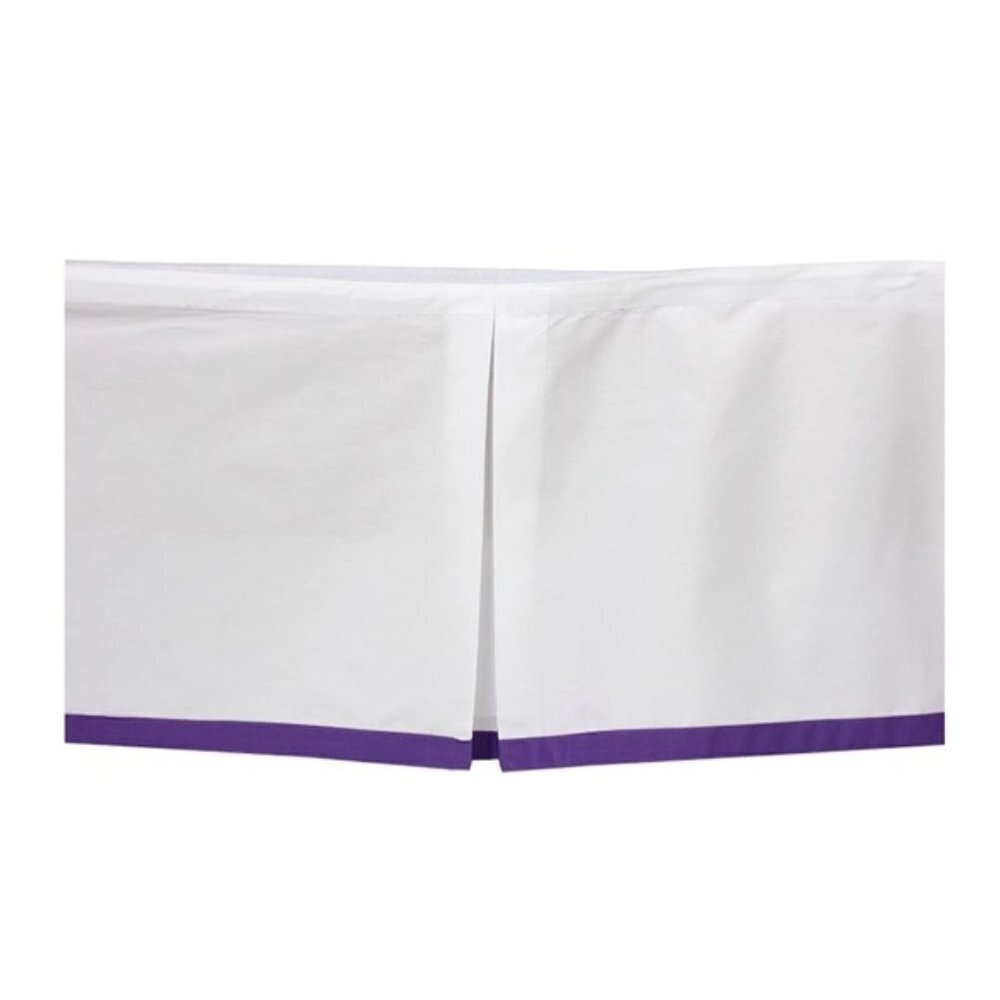 Bacati Crib Skirt Toddler Bed Skirt Cotton 13 In Drop White Purple Border Band - Picture 2 of 9